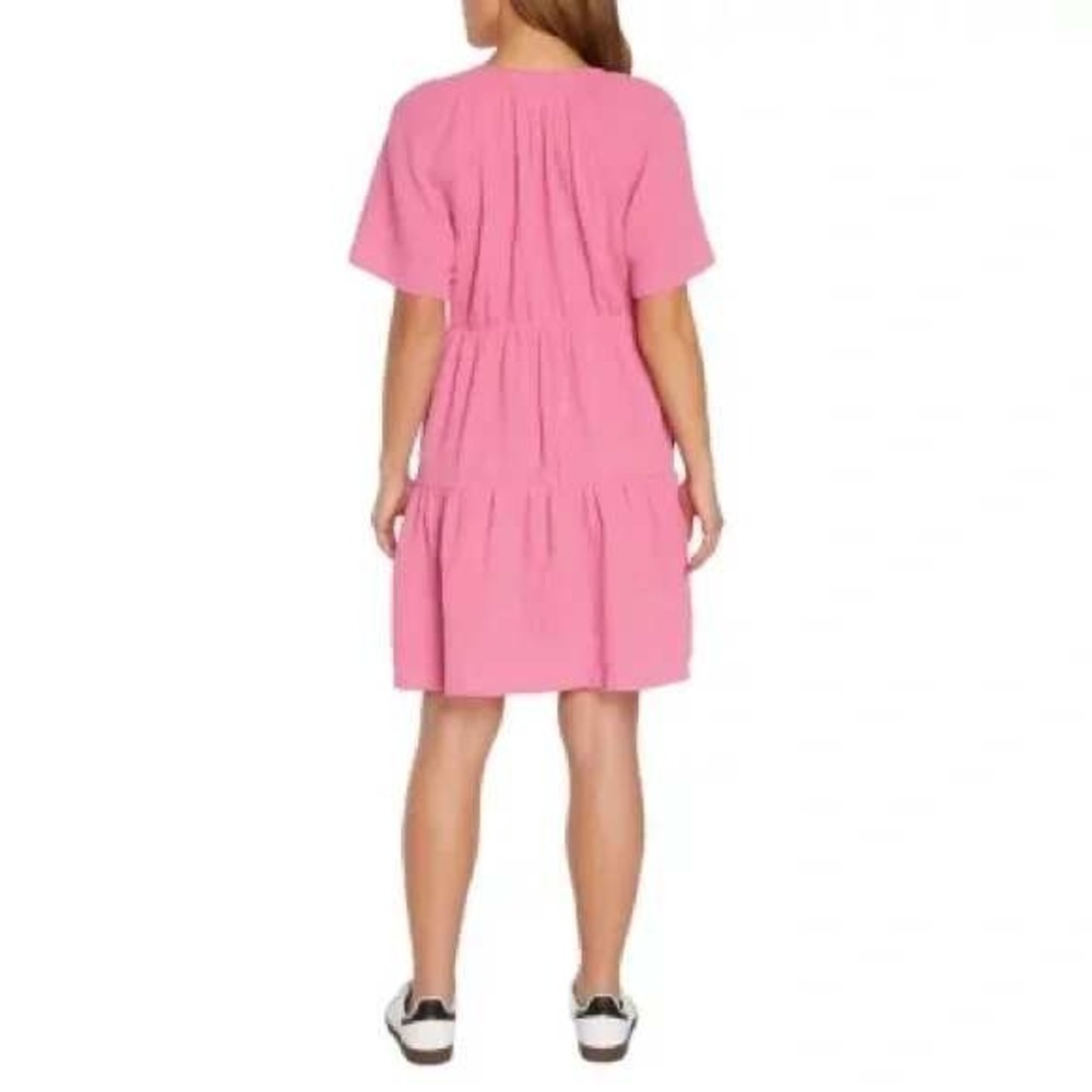 Gap Gauze Cotton Dress V-Neck Tiered with Pockets Empire Waist Sz M /#5398 - Picture 2 of 5